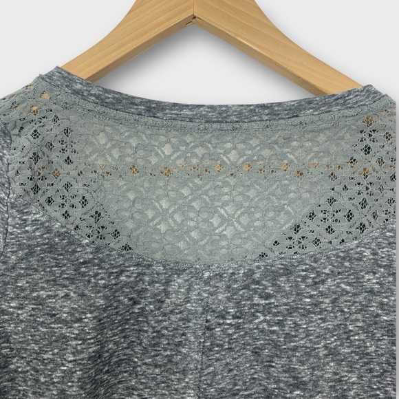 Hollister 90s Y2K Henley Top Lace Long Sleeve Gray - Picture 7 of 10